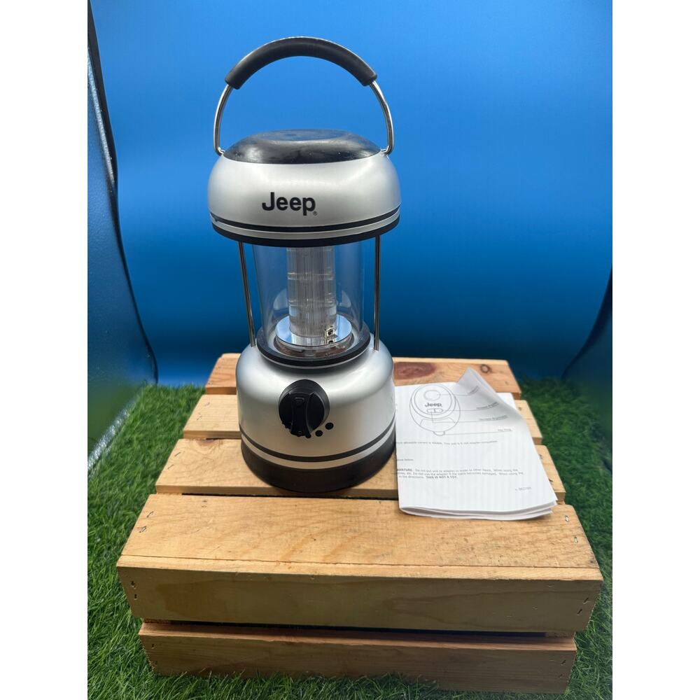 Jeep Branded Adjustable LED Camping Lantern - Silver & Black - with Manual